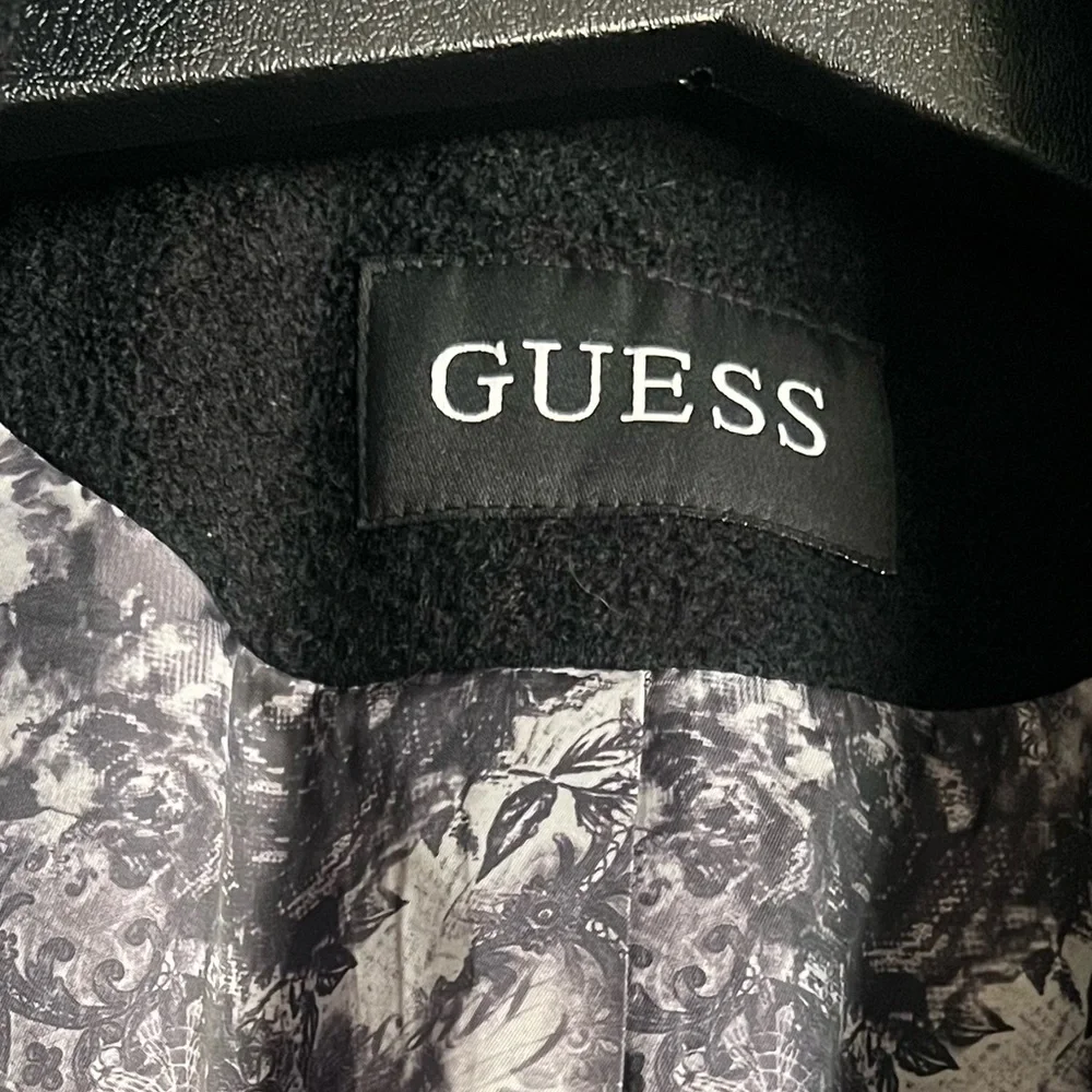 Guess Women’s Black Trench Coat with Gold Zippers